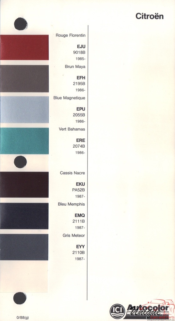 1985 - 1992 Citroen Paint Charts Autocolor 1